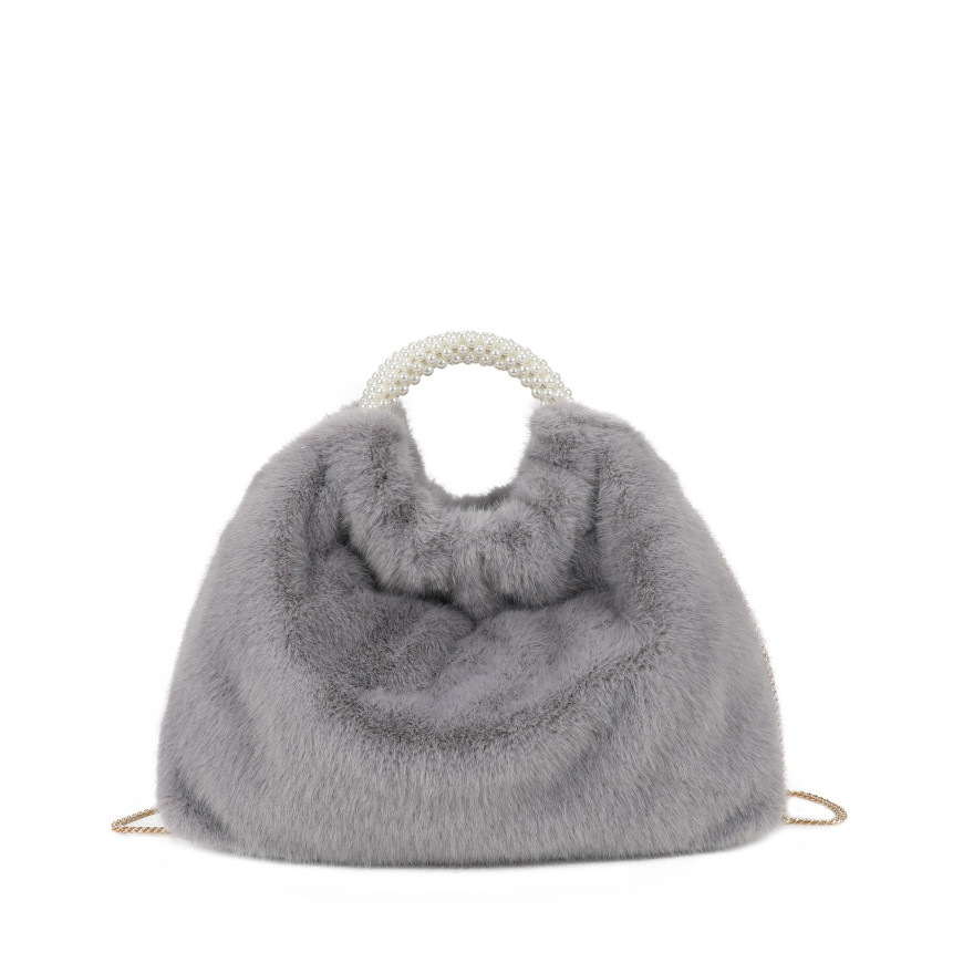 Sac à main avec fourrure et perles