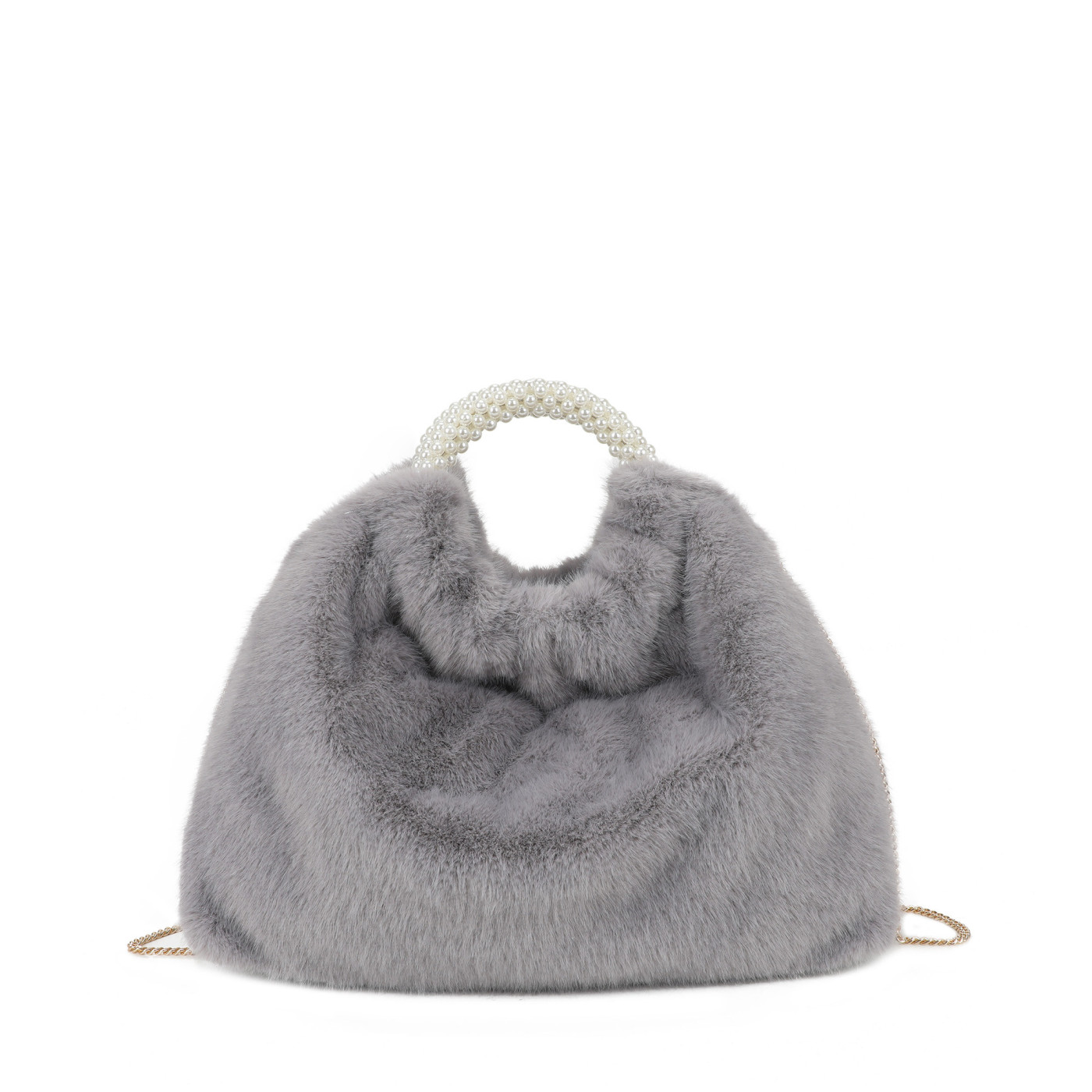 Sac à main avec fourrure et perles