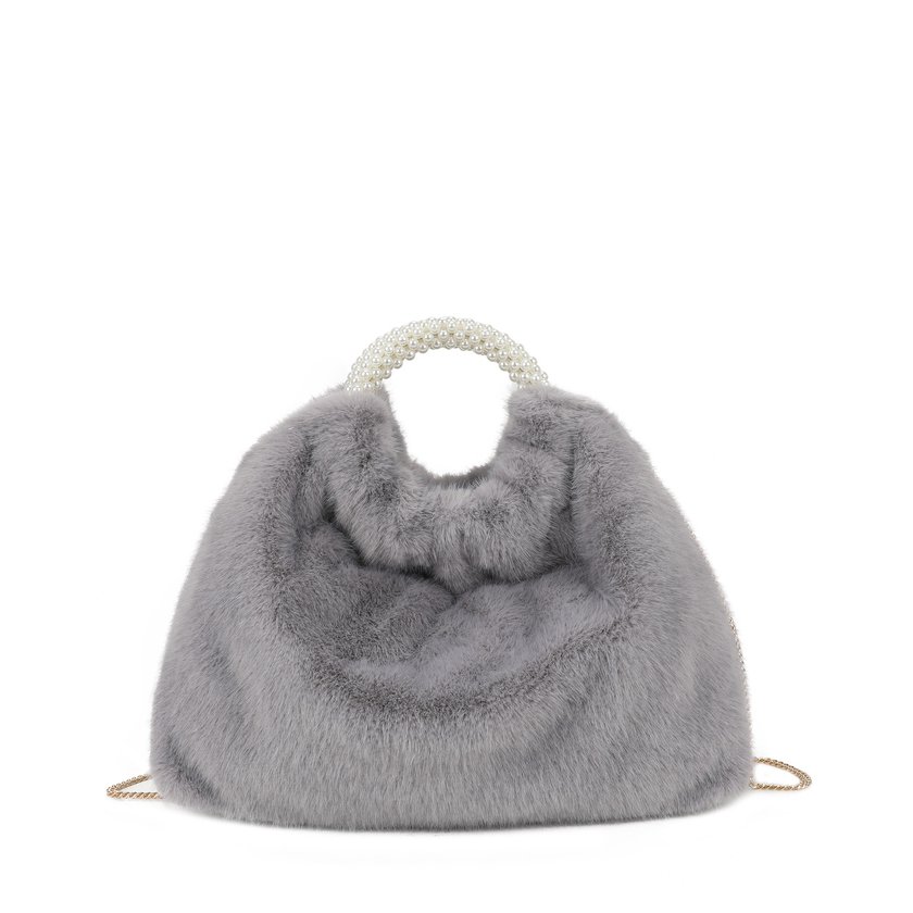 Sac à main avec fourrure et perles