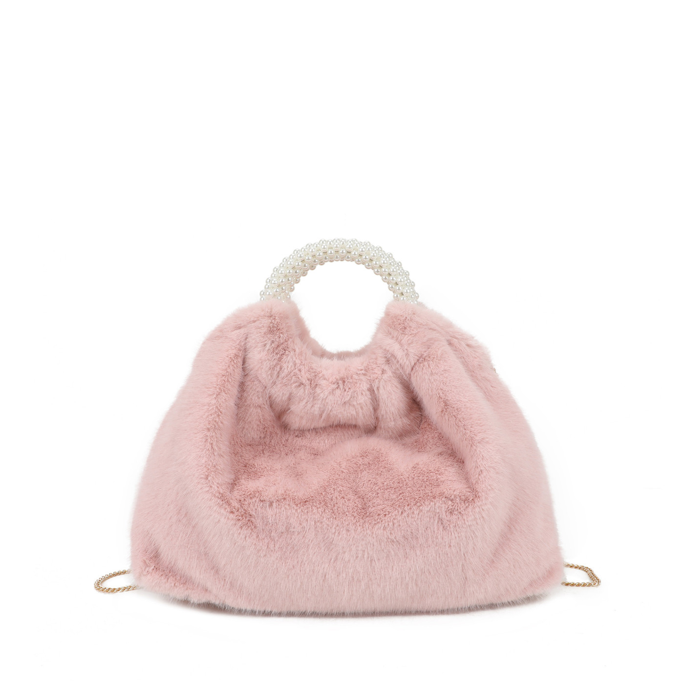 Sac à main avec fourrure et perles