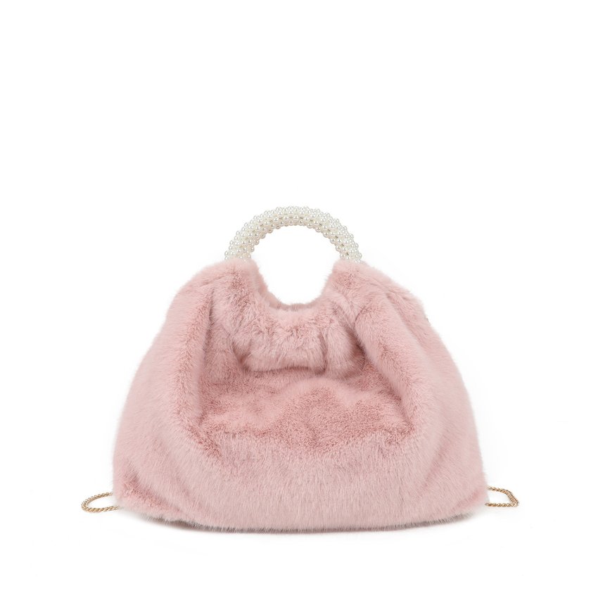 Sac à main avec fourrure et perles
