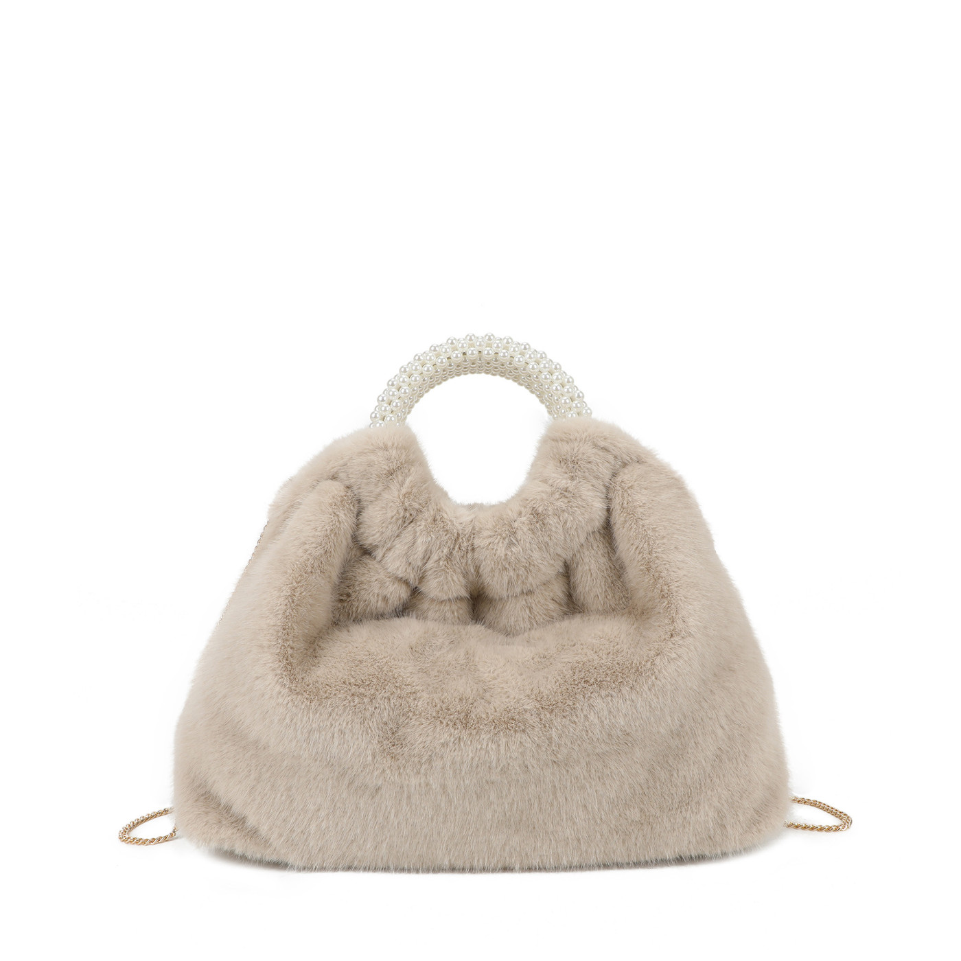 Sac à main avec fourrure et perles