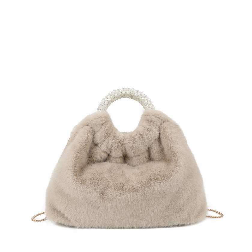 Sac à main avec fourrure et perles