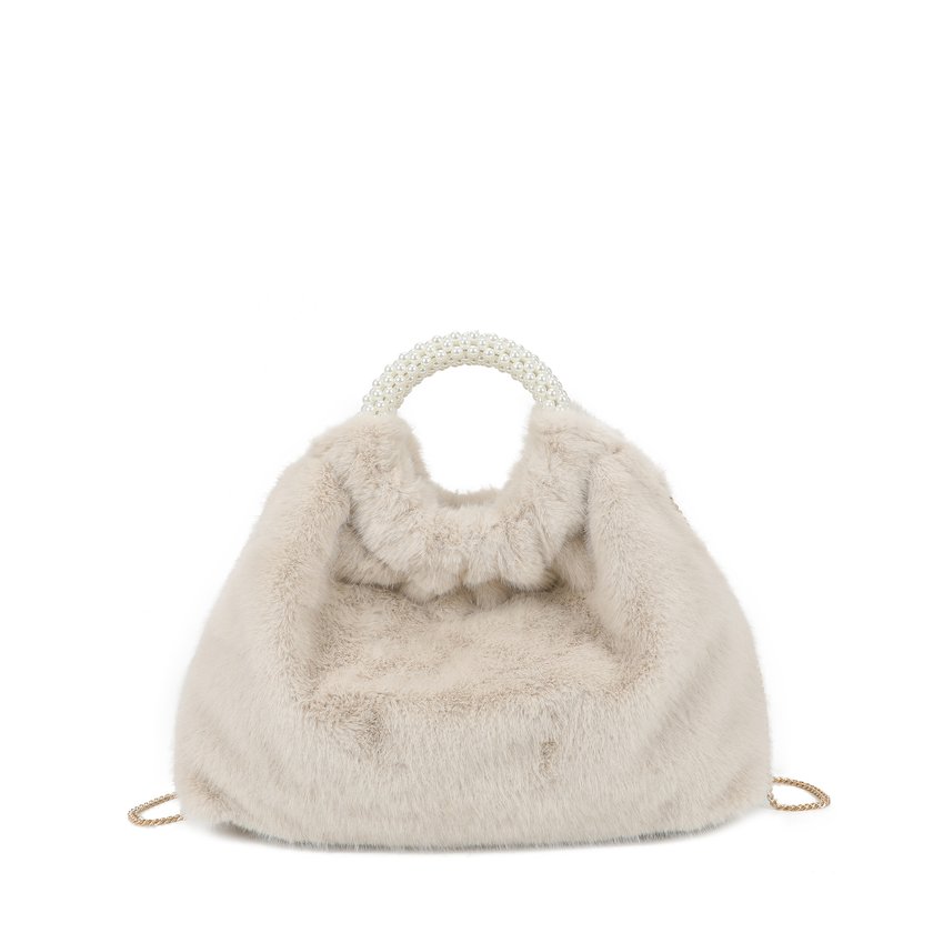 Sac à main avec fourrure et perles