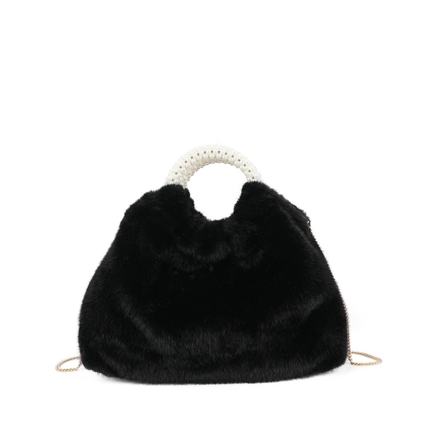 Sac à main avec fourrure et perles