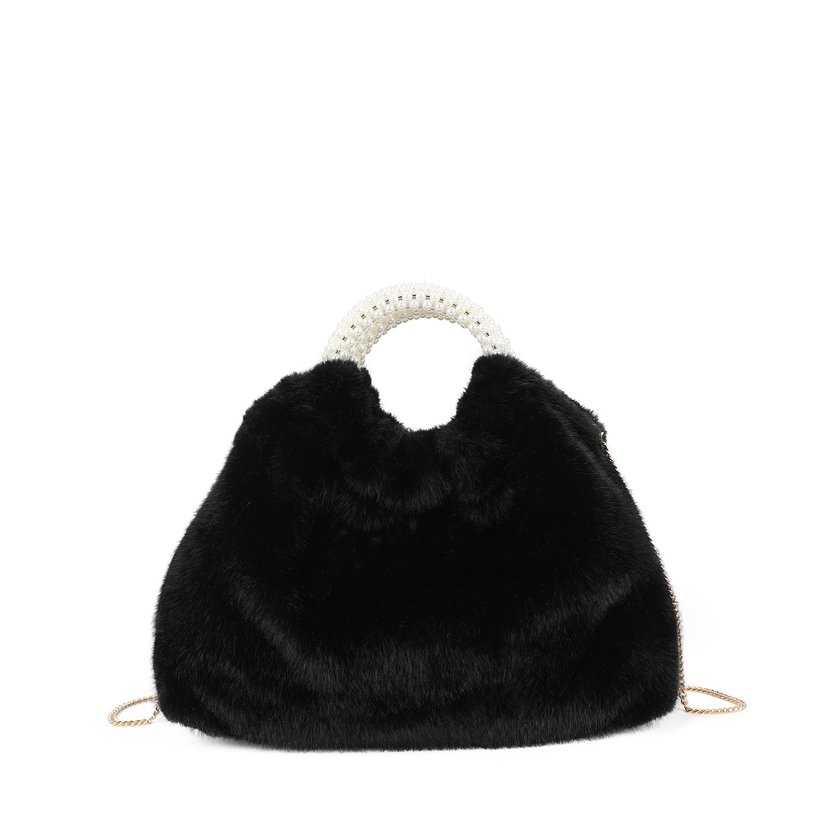 Sac à main avec fourrure et perles