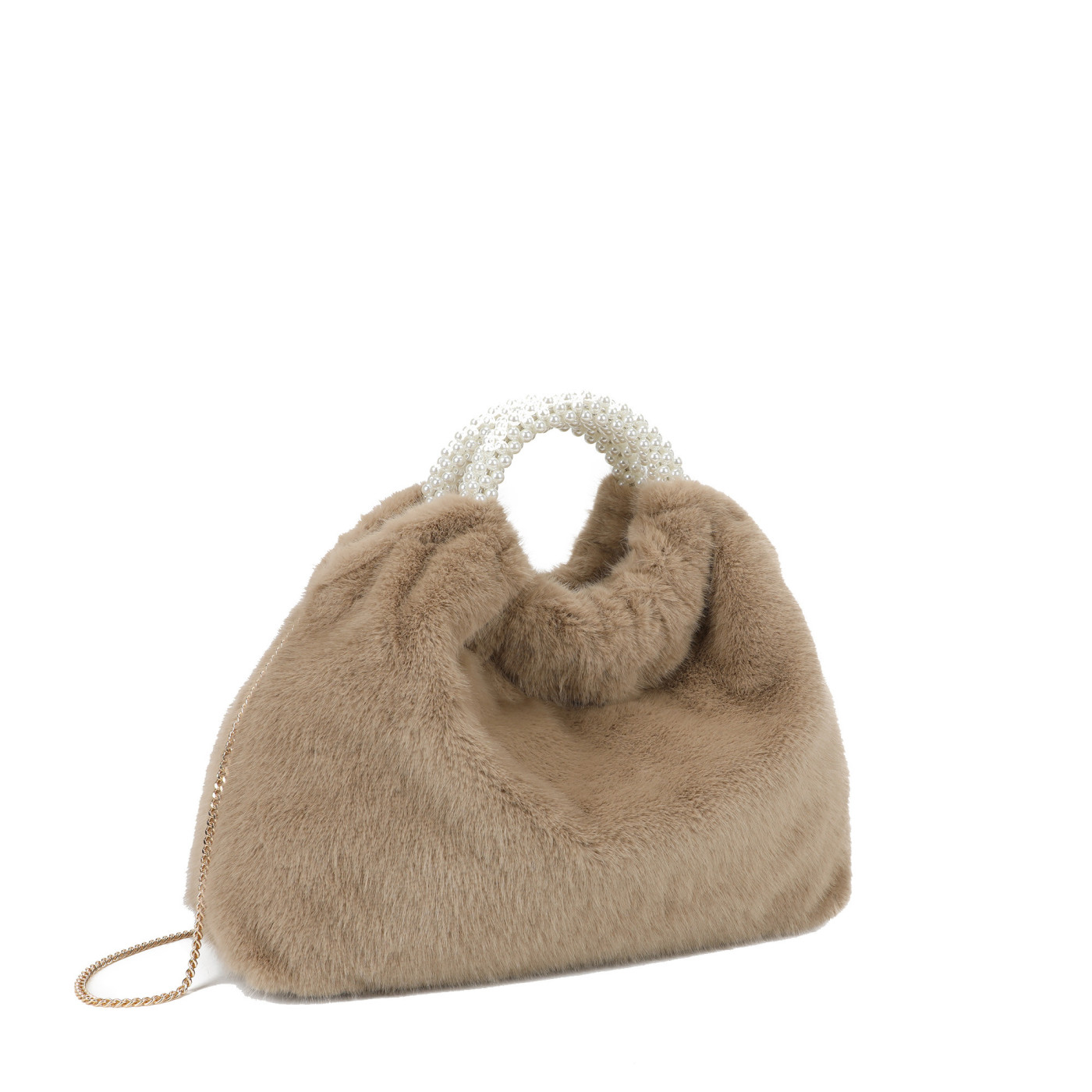 Sac à main avec fourrure et perles