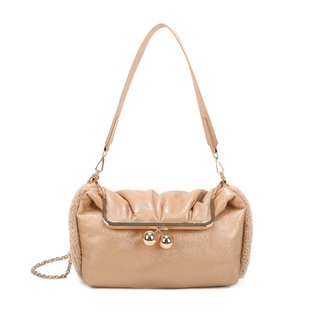 Shoulder bag with shiny fabric