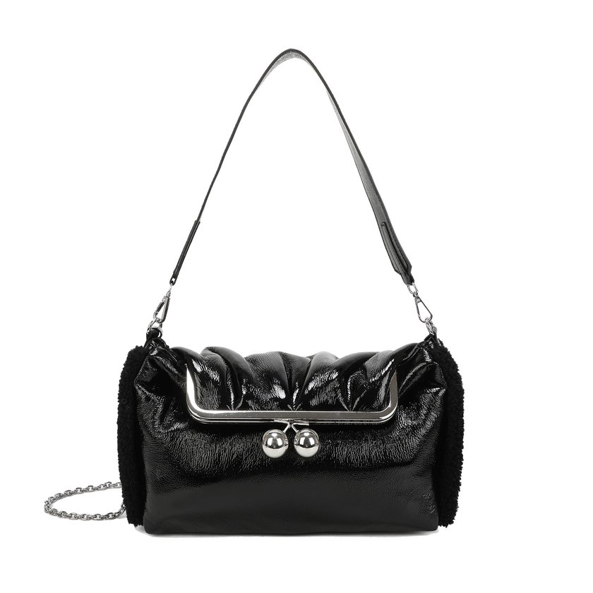 Bolso de hombro con tela brillante