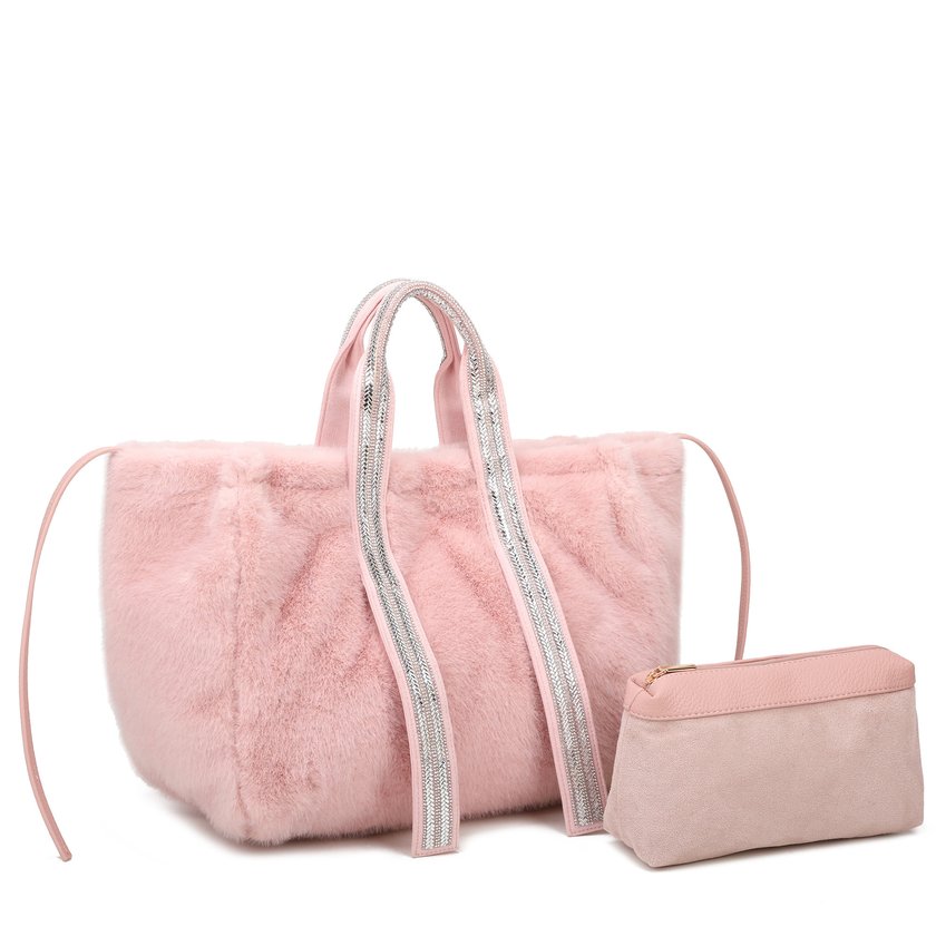 Shopper bag with fur