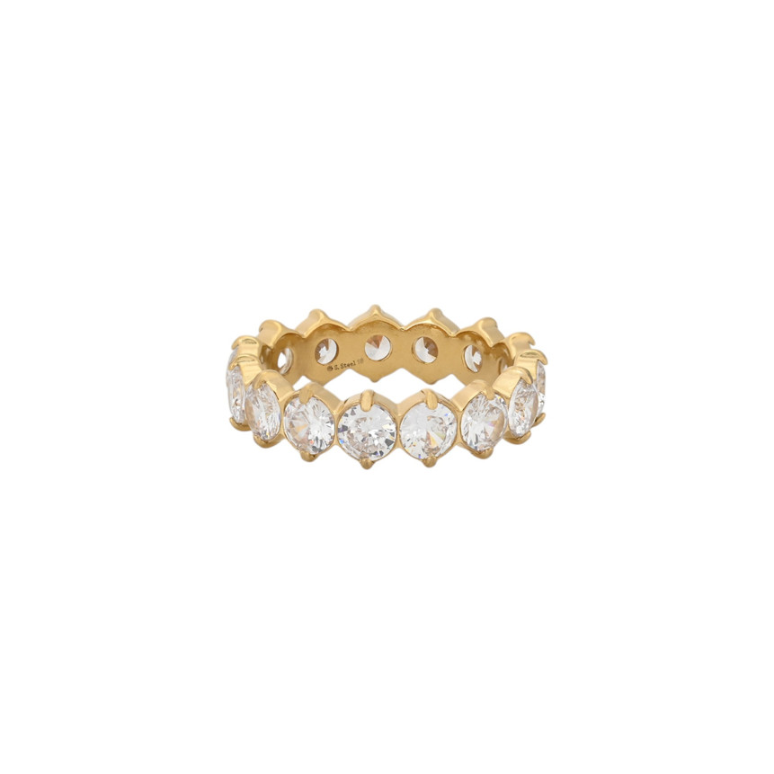 Bague Prestige avec zircons en acier