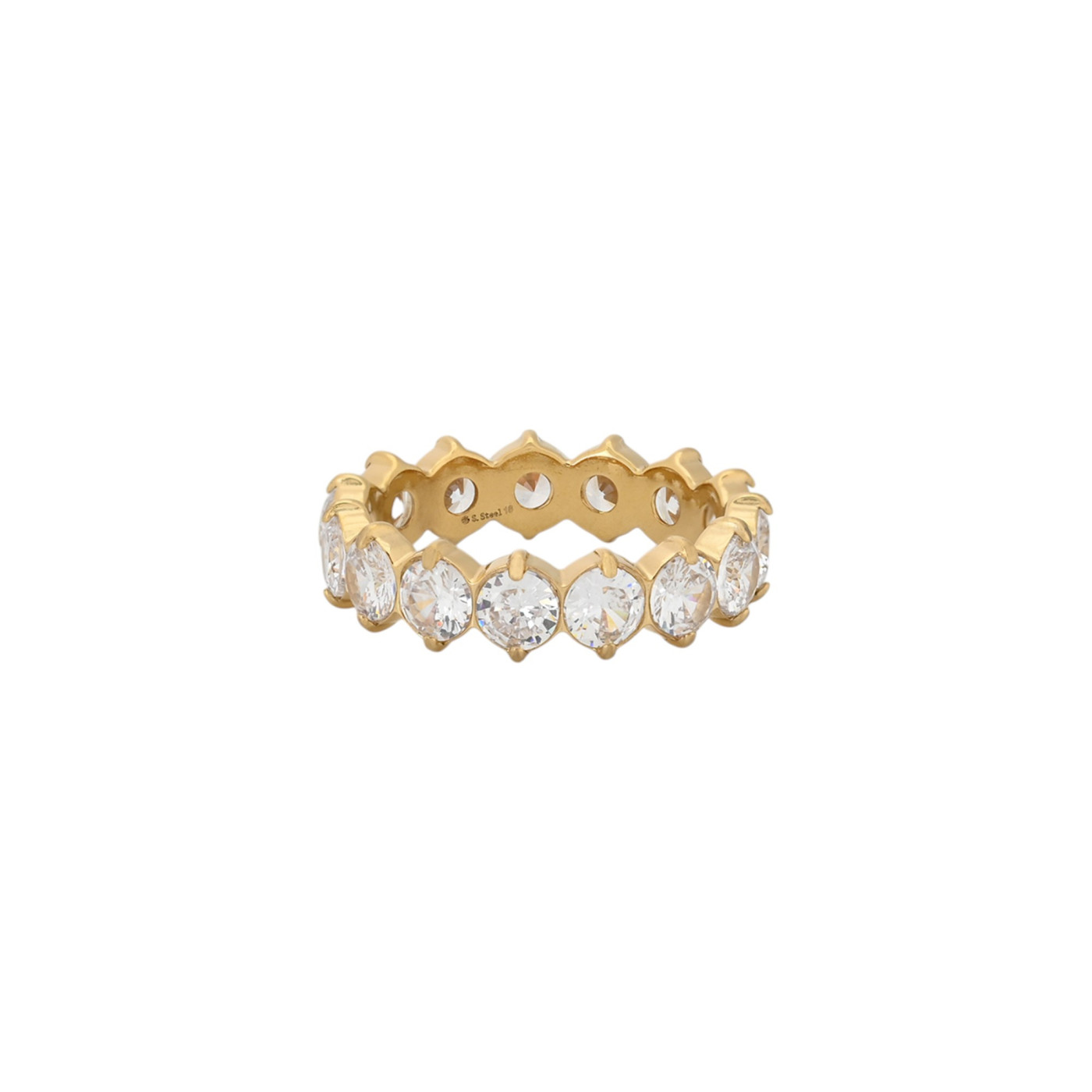 Prestige ring with zircons in steel