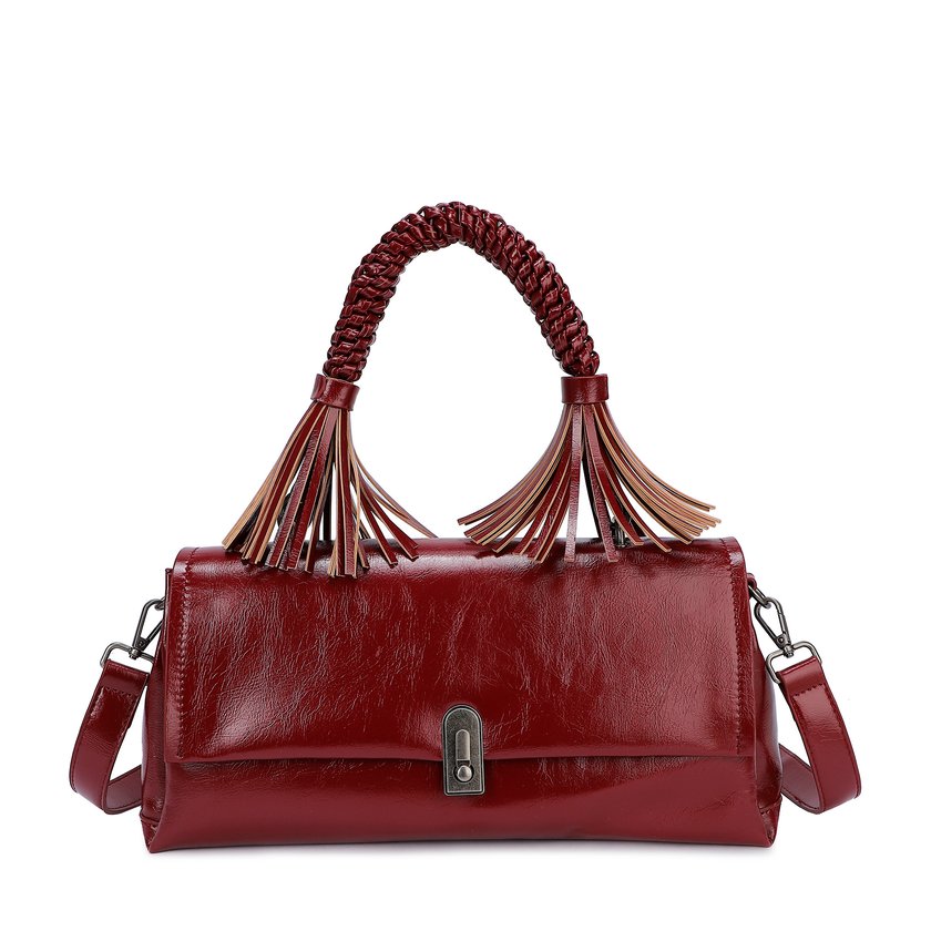 Sac bandoulière en vernis avec petites feuilles