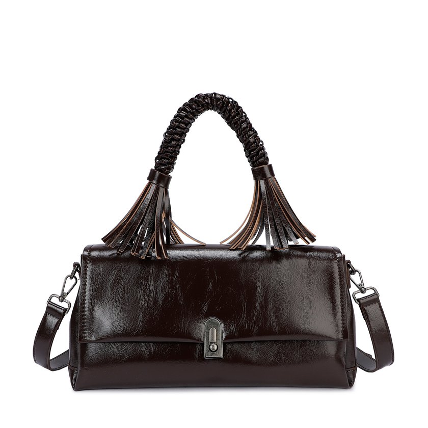Sac bandoulière en vernis avec petites feuilles