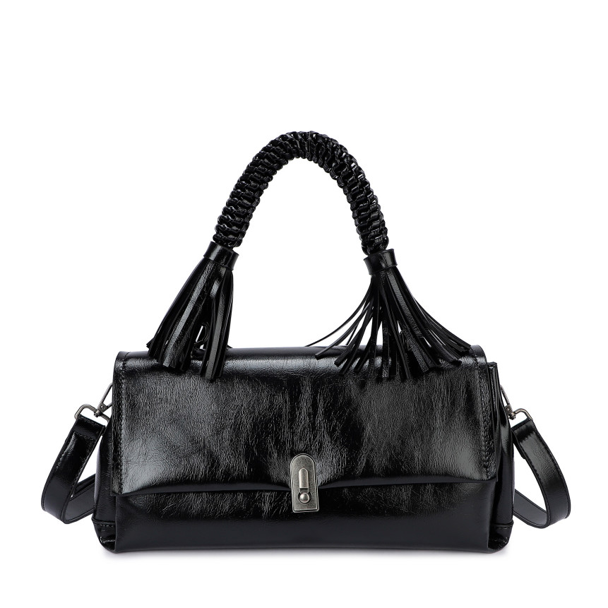 Bolso bandolera de charol con hojitas