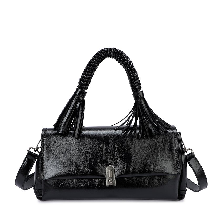 Sac bandoulière en vernis avec petites feuilles