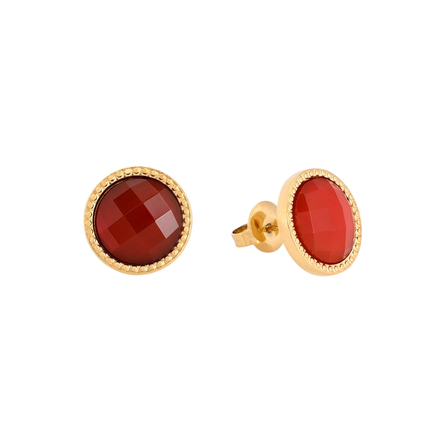 Pendientes en acero redondo piedra natural GB