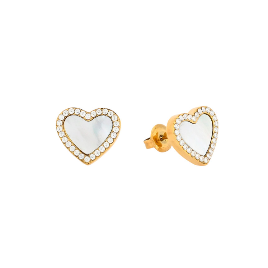 Boucles d\'oreilles en acier coeur nacre GB