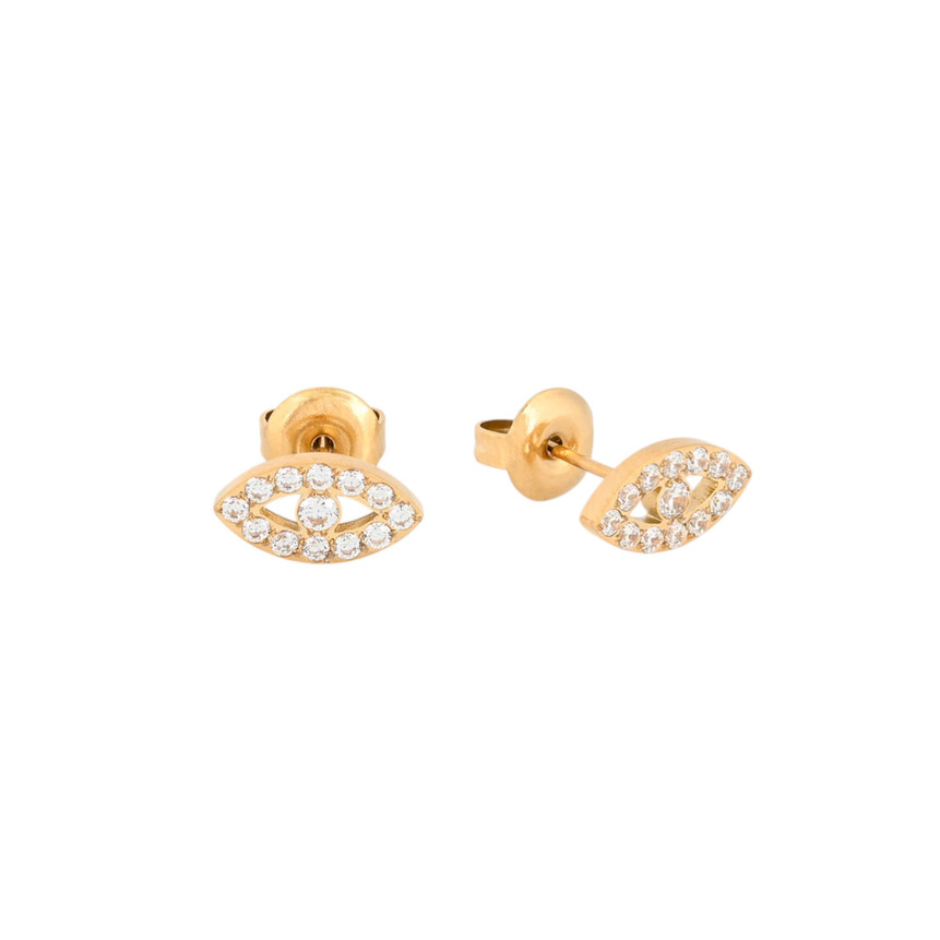 Boucles d\'oreilles en acier œil brillantes GB