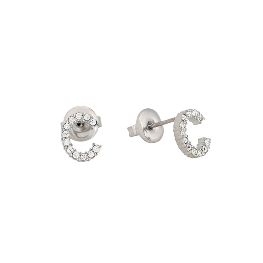 Boucles d'oreilles acier et zircones lettre GB