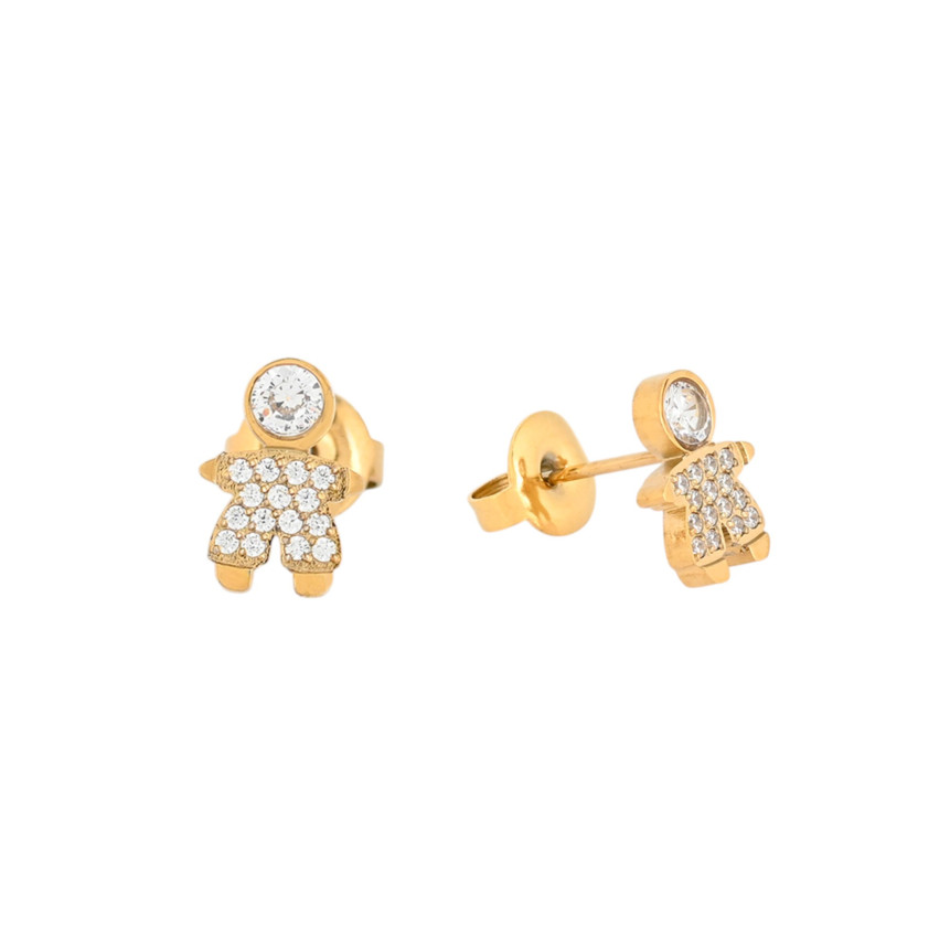 Boucles d\'oreilles acier et zircones garçon GB