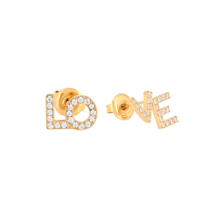 Delicate earrings with the word love