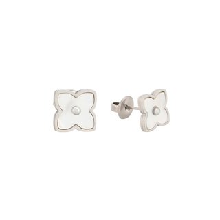 Boucles d'oreilles en acier fleurs avec nacre GB