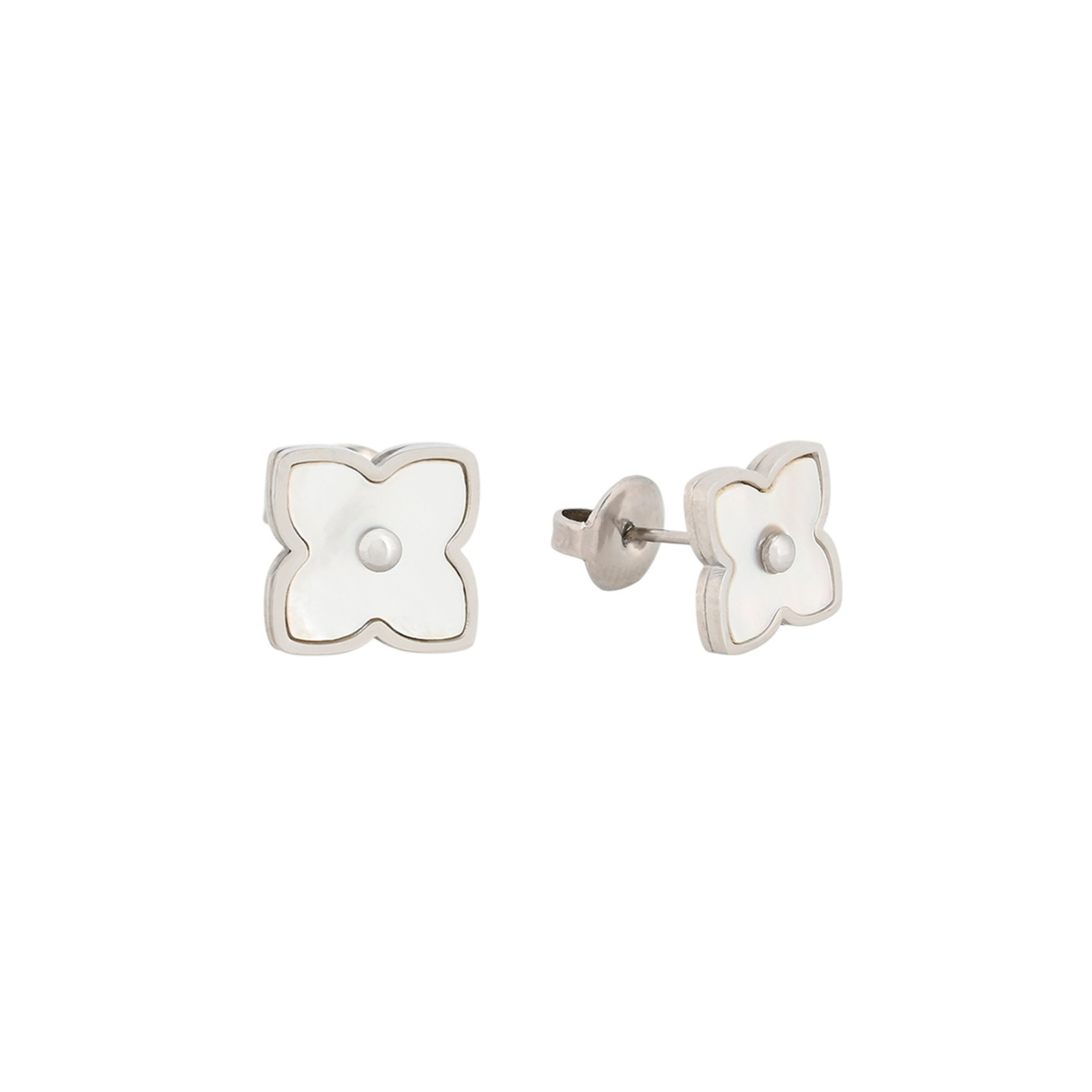 Flowers steel earrings with mother pearl GB