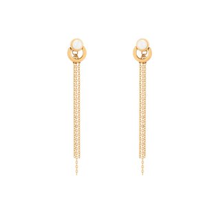 Steel earrings long with pearl GB