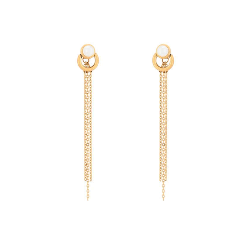 Pendientes de acero largo con perla GB
