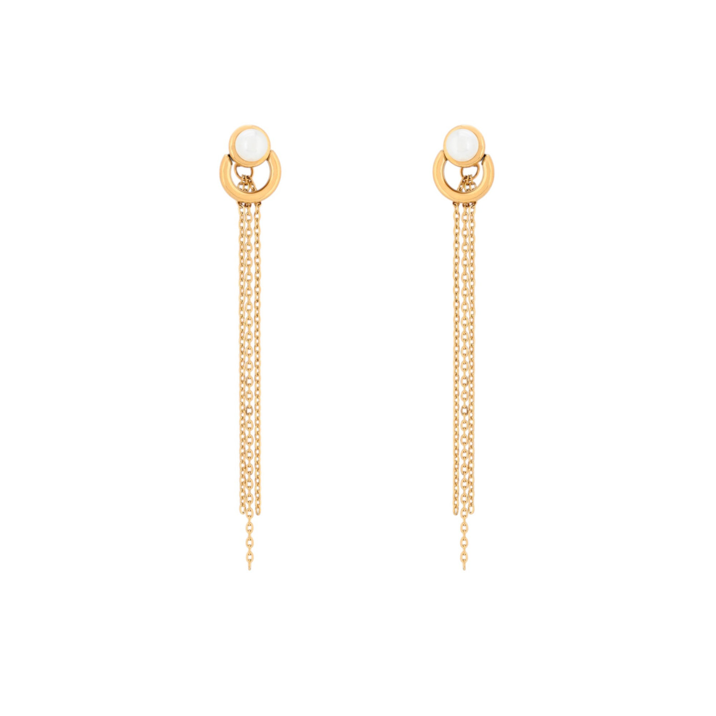 Pendientes de acero largo con perla GB