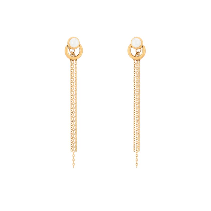 Steel earrings long with pearl GB