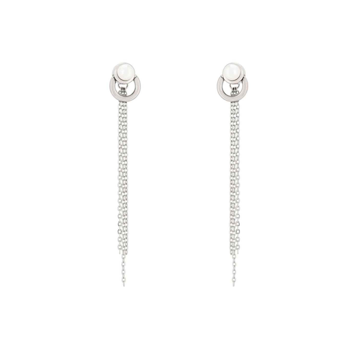 Boucles d\'oreilles en acier long avec perle GB