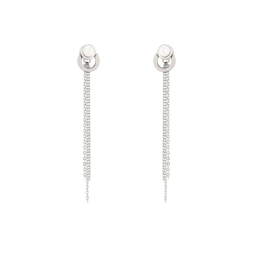 Pendientes de acero largo con perla GB