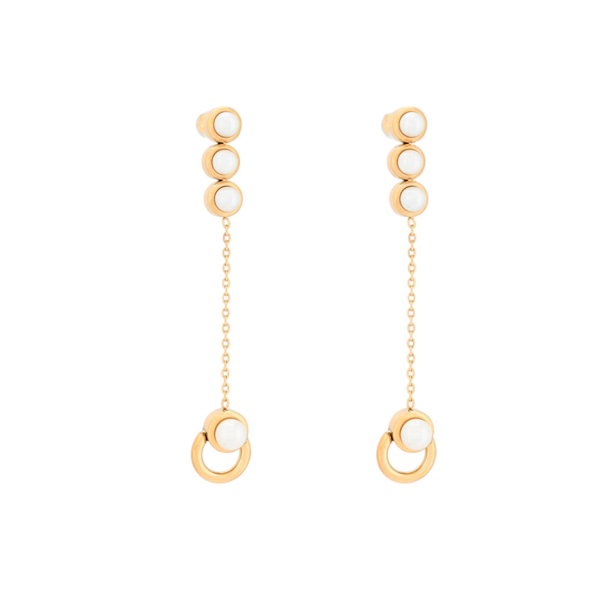 Steel earrings long pearls GB