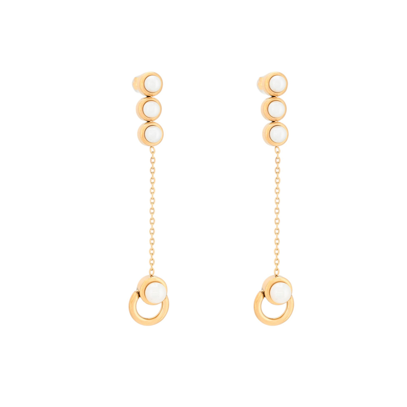 Pendientes en acero largo perlas GB