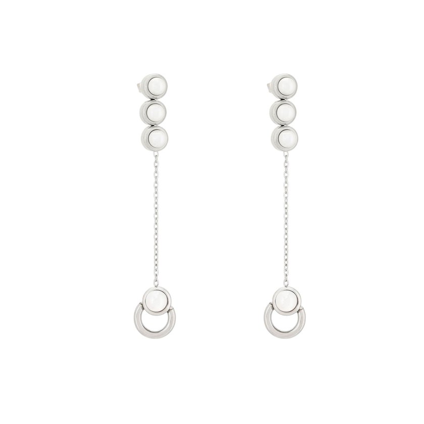 Boucles d'oreilles en acier long perles GB