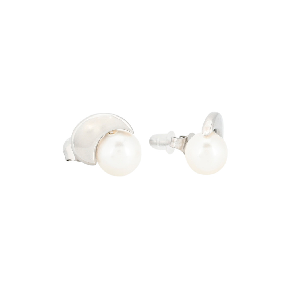 Boucles d\'oreilles lune et perle GB