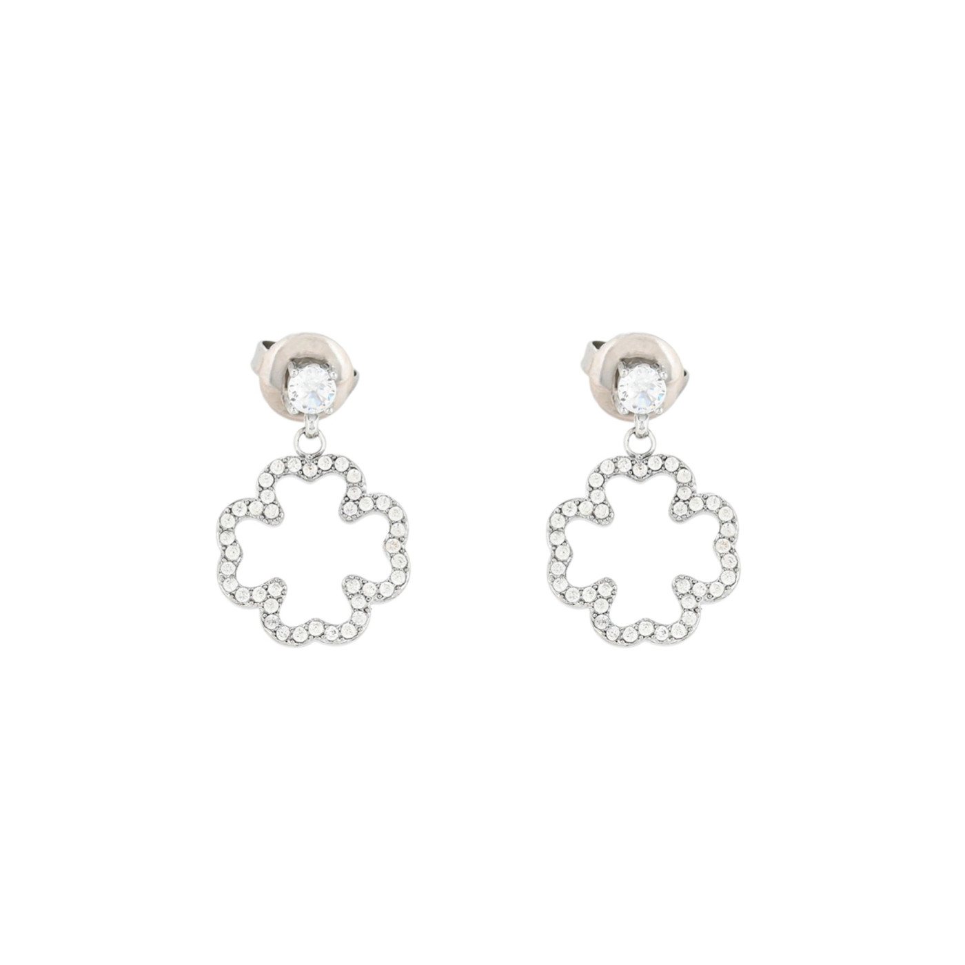 Earrings stainless steel zirconies clover and brilliants GB