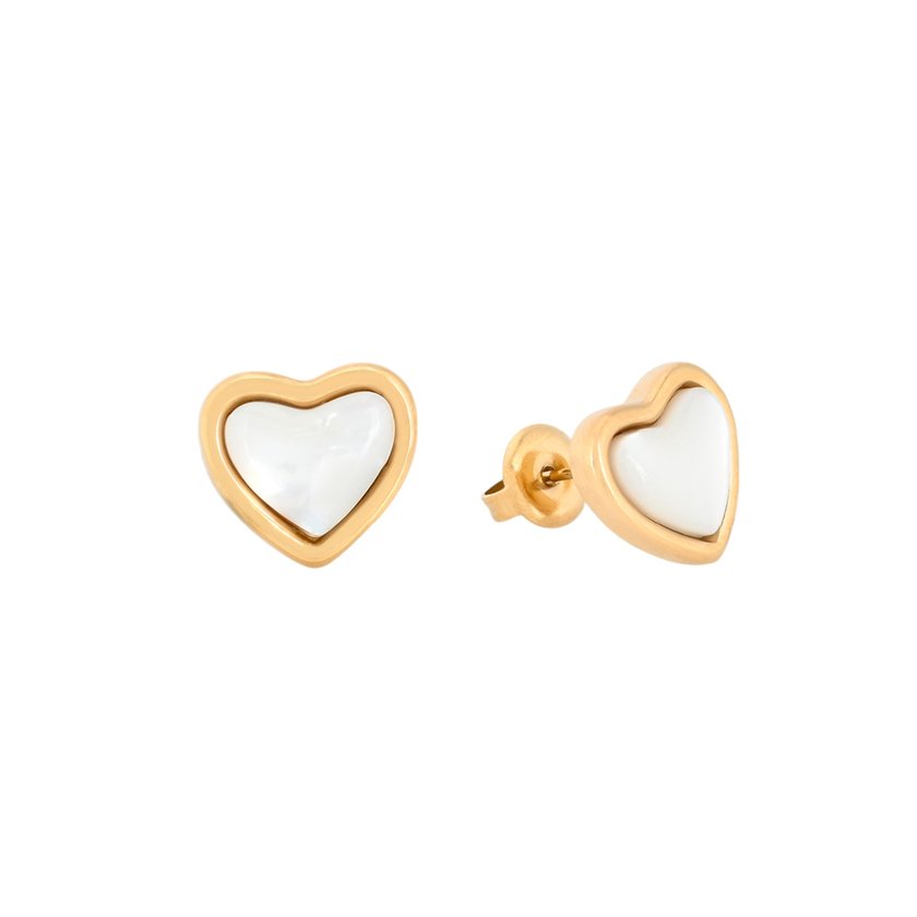 Earrings mother of pearl heart GB