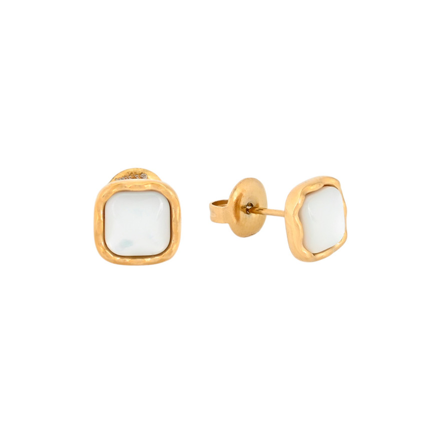 Boucles d’oreilles en acier carré texture GB