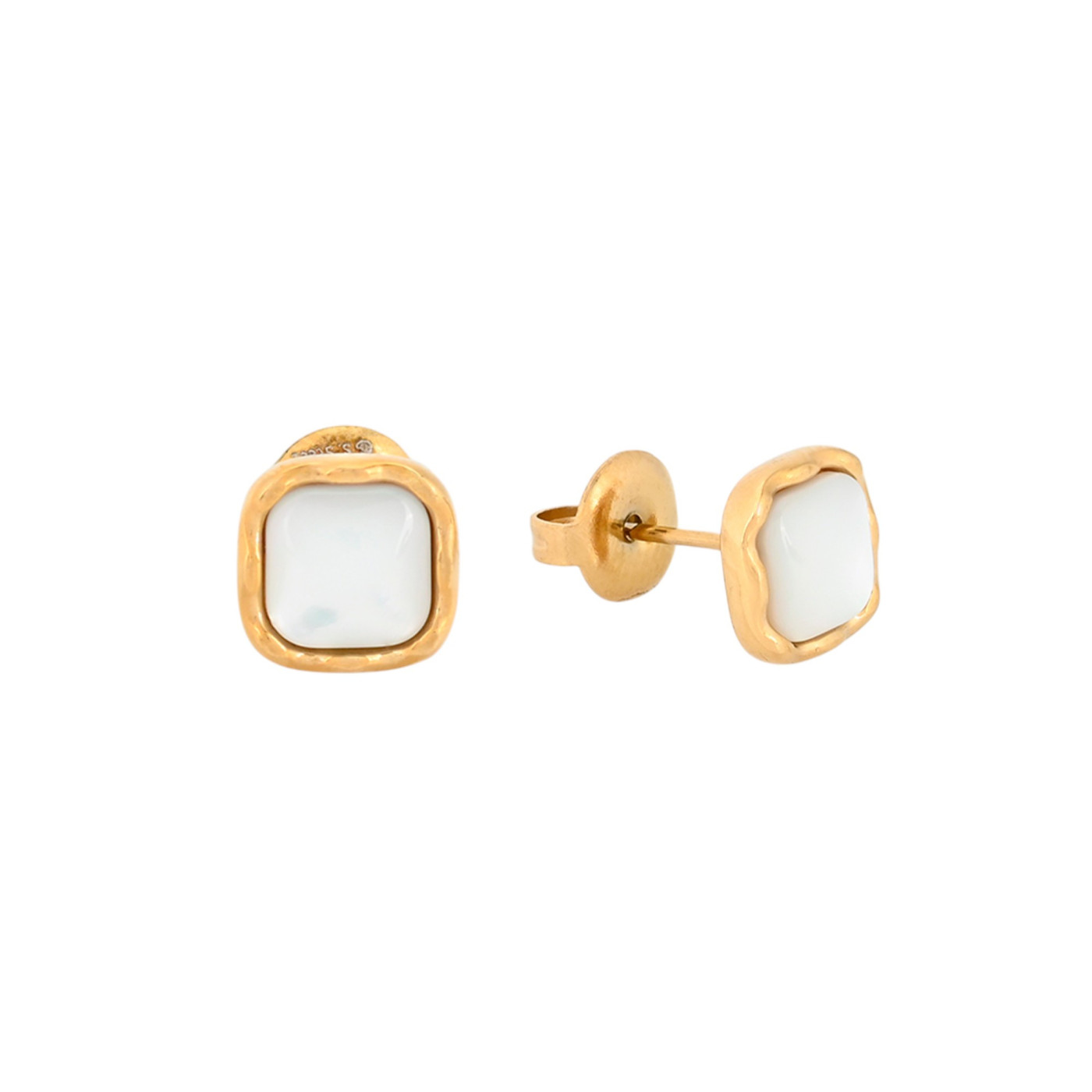 Boucles d’oreilles en acier carré texture GB