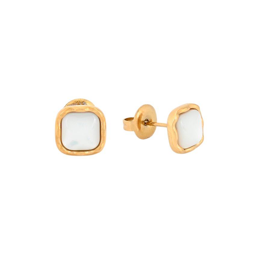 Square steel earrings texture GB