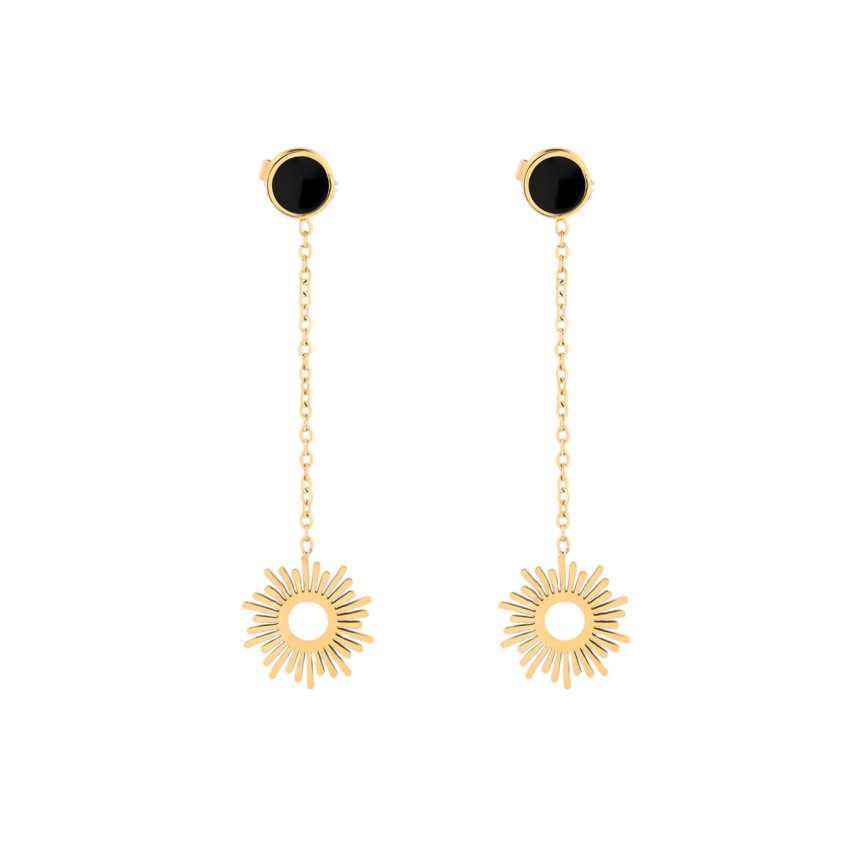 Boucles d\'oreilles en acier soleil avec pendentif GB