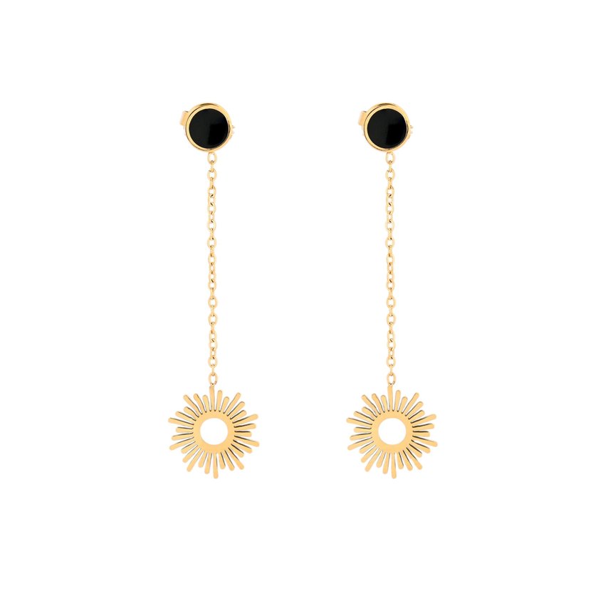 Boucles d'oreilles en acier soleil avec pendentif GB