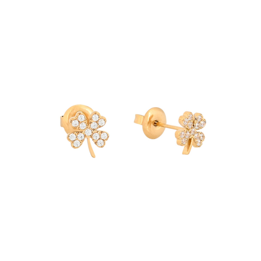 Boucles d\'oreilles acier et zircones trébol GB