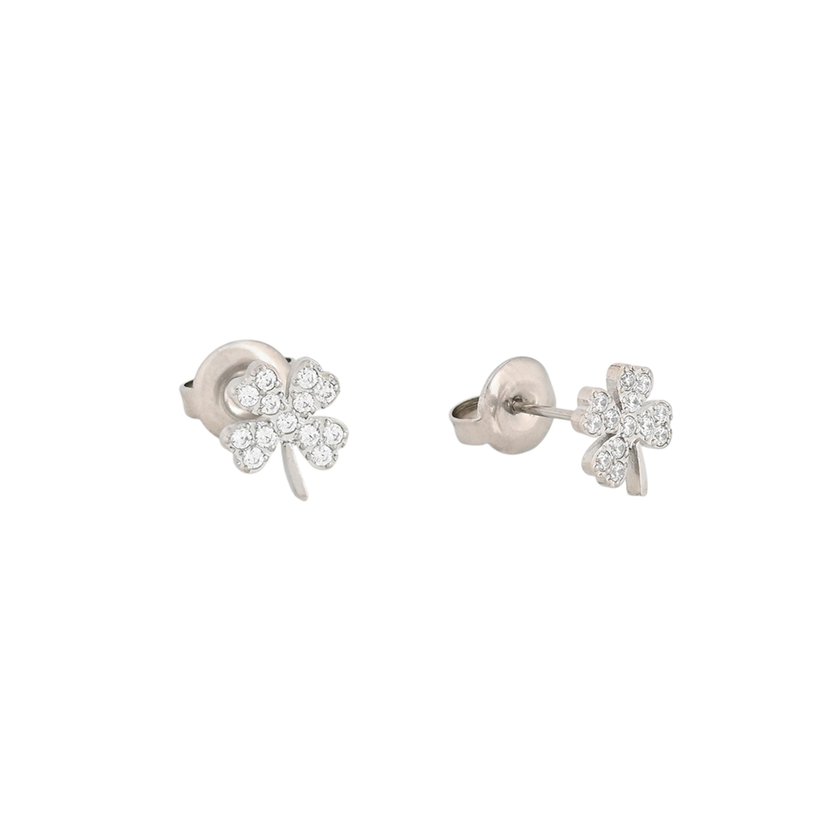 Boucles d'oreilles acier et zircones trébol GB