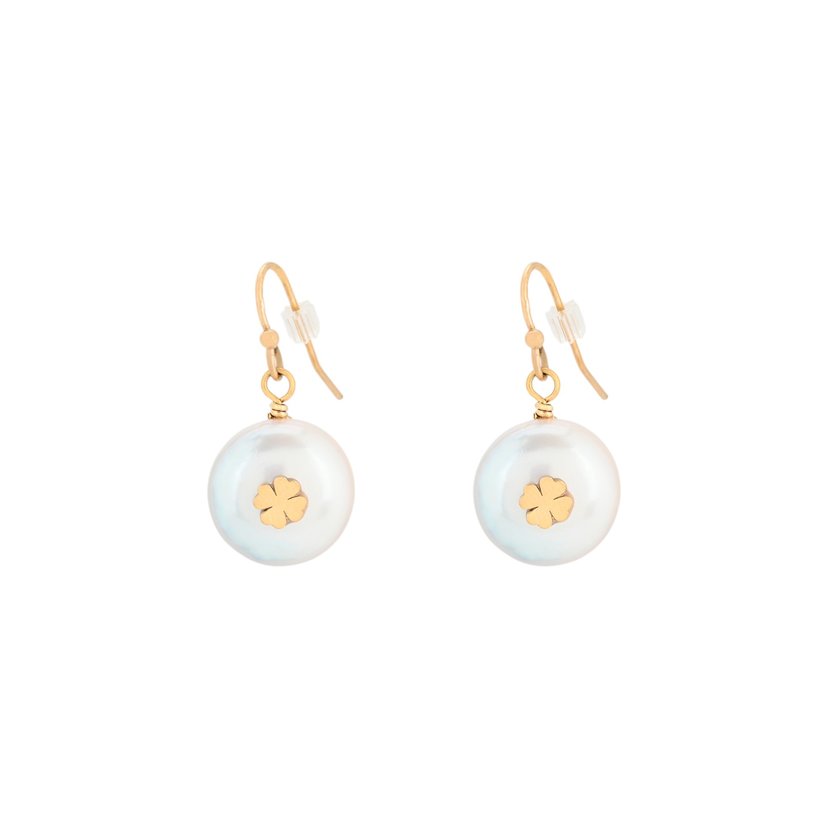 Boucles d'oreilles Glamour avec perle et trèfle
