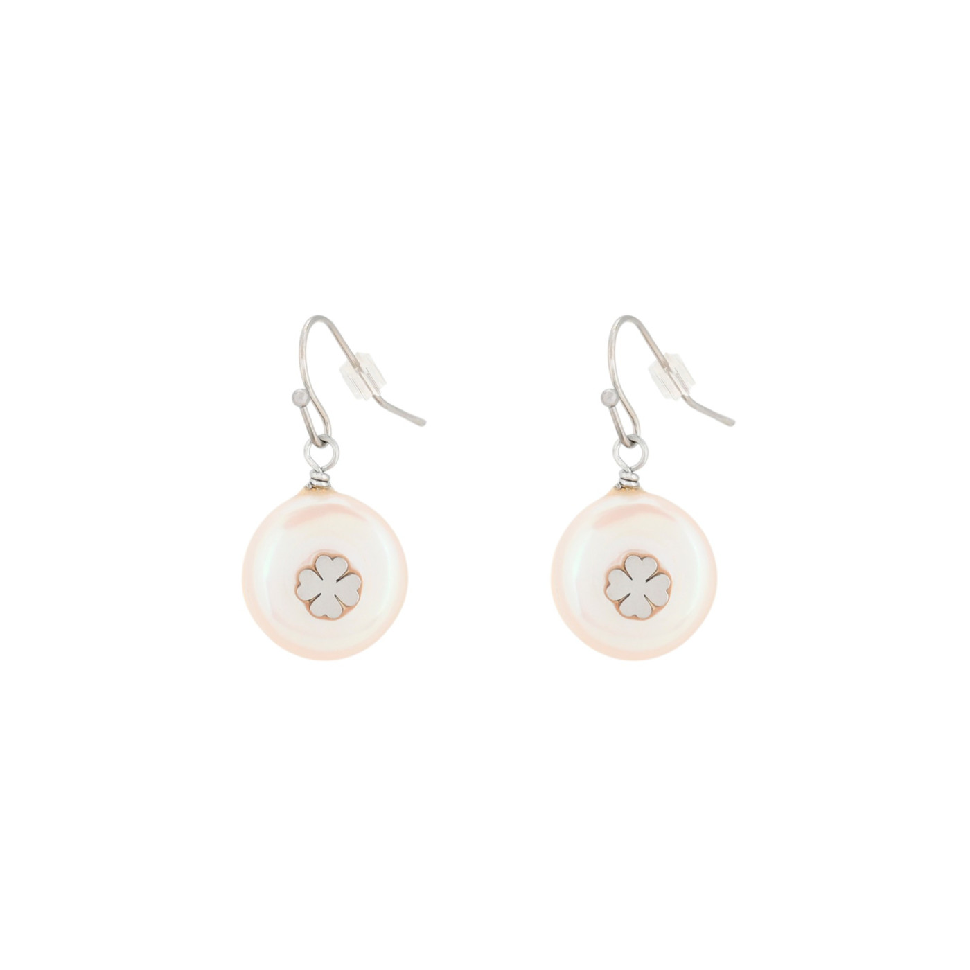 Boucles d\'oreilles Glamour avec perle et trèfle