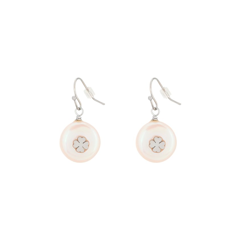 Boucles d'oreilles Glamour avec perle et trèfle